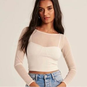 NWOT Abercrombie Long Sleeve Mesh Corset Top